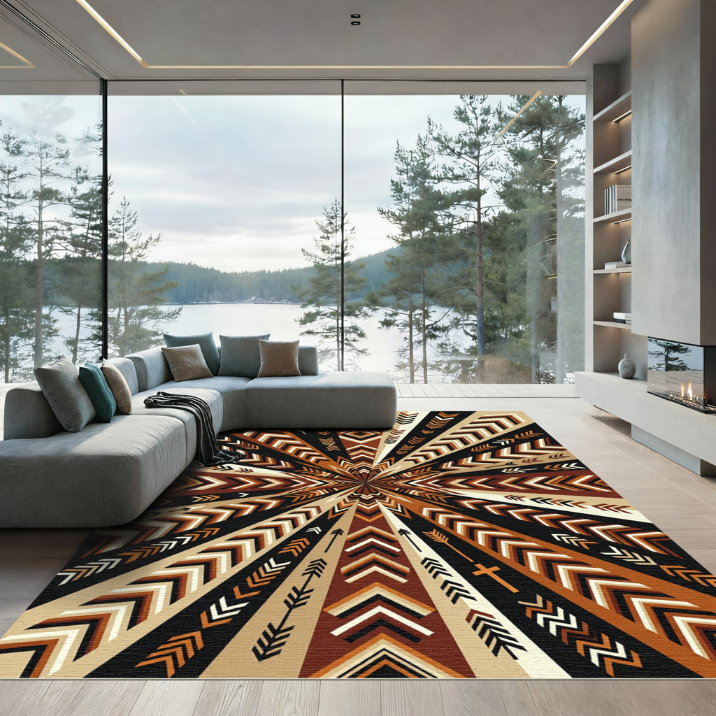 Geometric Tribal Earthy Tones Arrow Art Rug