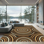 Braided Rope Swirls Gold Tan Rug