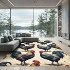 Vintage Farmhouse Rooster Art Collage Rug
