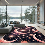 Cosmic Pink Moon Stars Night Sky Rug