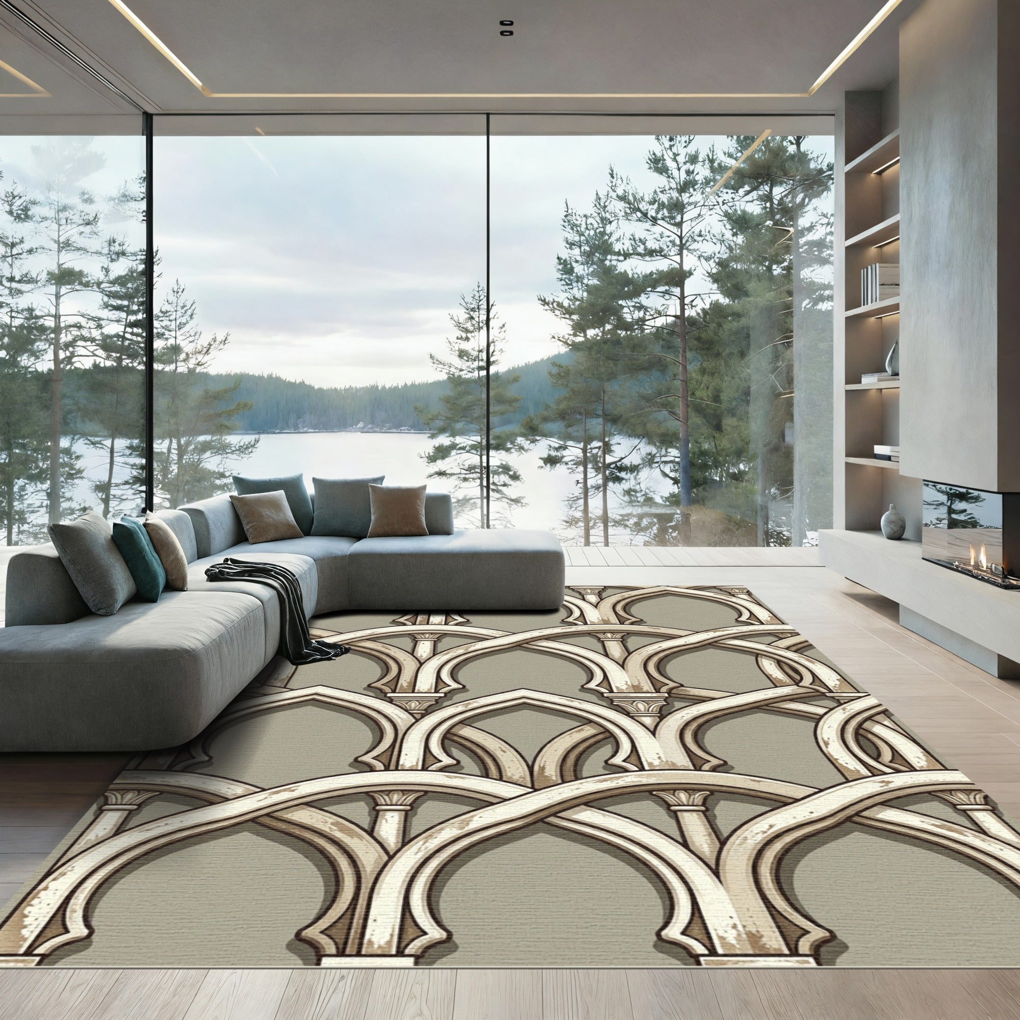 Stone Arches Intersecting Pattern Rug