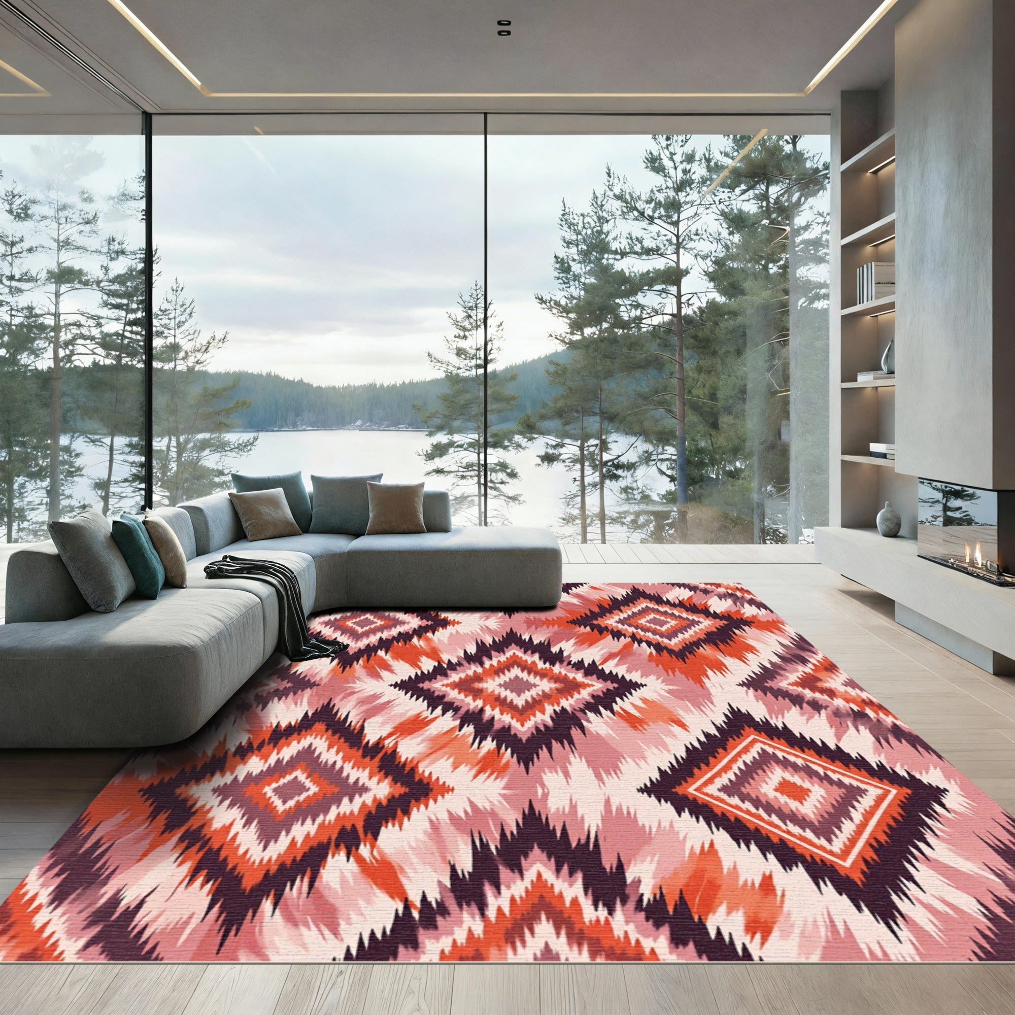 Warm Tribal Diamond Ethnic Rug