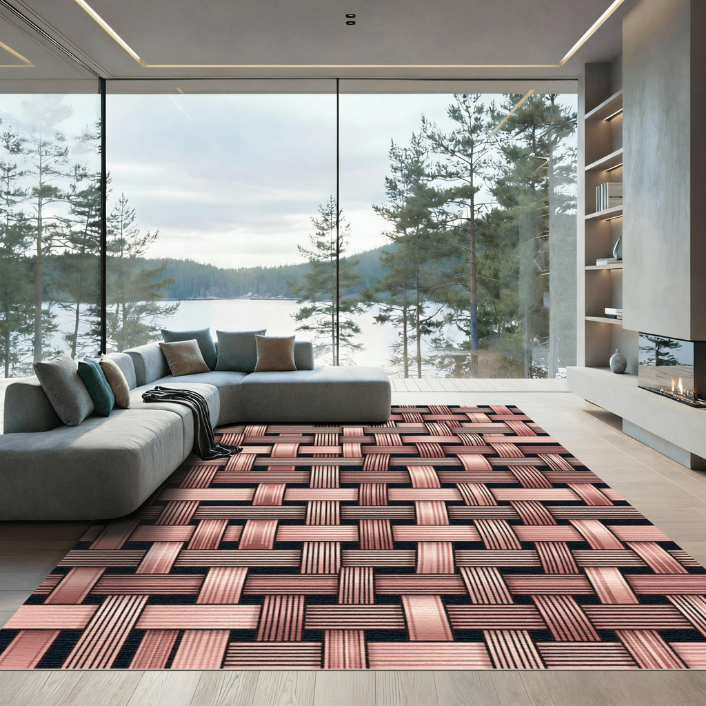 Rose Gold Woven Texture Rug