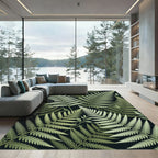 Green Fern Fronds Backdrop Rug