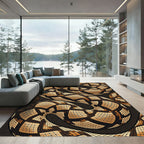 Coiled Serpent Brown Abstract Reptile Scale Rug