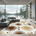 Brown and Beige Polka Dot Squares Rug