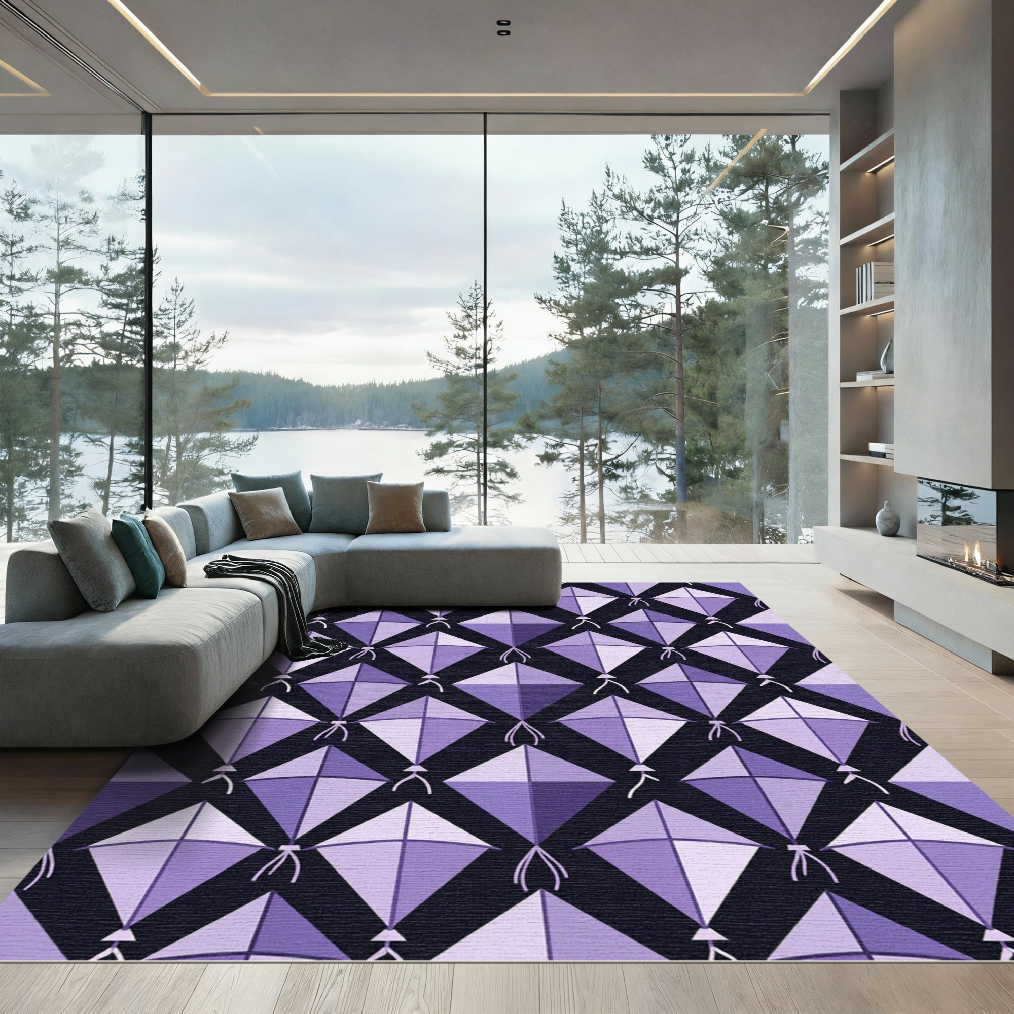 Lavender Geometric Kite Mosaic Rug