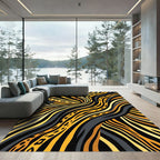 Golden Leopard Zebra Swirl Rug