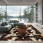 Rustic Brown and White Cowhide Hide Rug