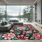 Pink Coral Peony Floral Vine Rug