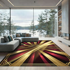 Art Deco Sunburst Red Gold Rays Rug