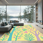 Whimsical Cherry Blossom Alphabet Trees Rug