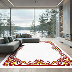Regal Red Yellow Floral Border Rug