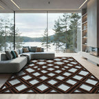 Dark Brown Lattice Quatrefoil Geometric Rug