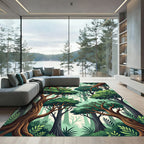 Lush Green Forest Canopy Art Illustration Rug
