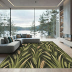 Botanical Golden Wheat Stalk Forest Dark Background Rug