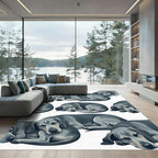 Sleeping Gray Hound Dog Composition Rug