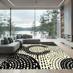Cream Dot Concentric Circles Rug