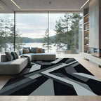 Monochrome Abstract Geometric Intersecting Lines Rug