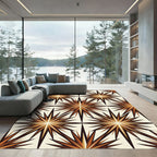 Radiant Amber Starburst Composition Rug