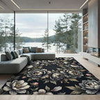 Monochromatic Floral Garland Arrangement Rug