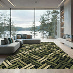 Forest Green Woven Basket Tweed Rug