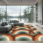 Retro Earthy Tone Rainbow Arc Area Rug