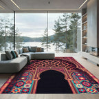 Ornate Red Geometric Archway Rug