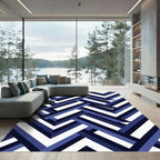 Geometric Navy Blue Herringbone Interwoven Rug