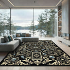 Mystical Celestial Tarot Eye Black Gold Rug