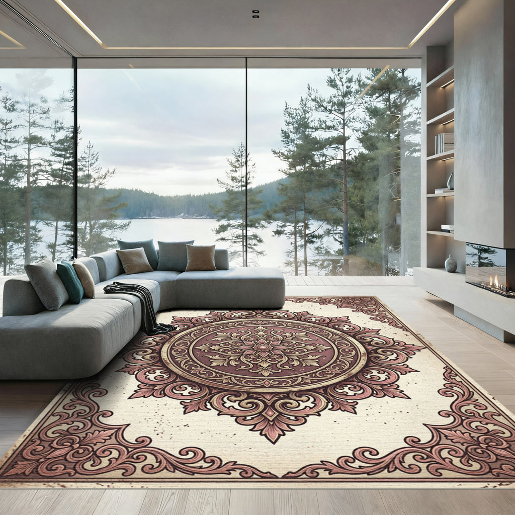 Victorian Pinks Filigree Medallion Rug