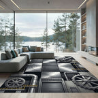 Industrial Metal Gear Cog Plate Rug