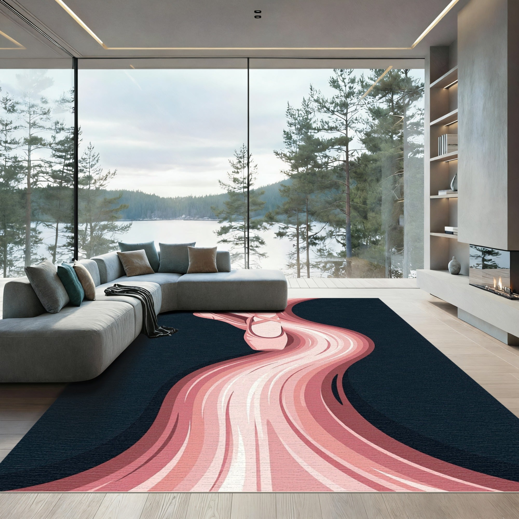 Dancing Pink Ballet Slipper Swirl Rug