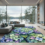 Pastel Hydrangea Blossom Garden Rug