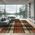 Rustic Autumn Plaid Checkered Terracotta Rug