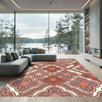 Red Coral Quatrefoil Arabesque Rug