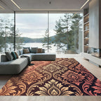 Elegant Copper Damask Scroll Victorian Art Rug