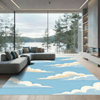 Ethereal Layered Sky Blue Cloud Rug