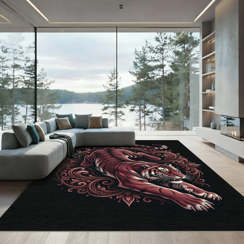 Crimson Tiger Floral Ornament Rug