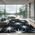 Modern White Starburst Abstract Rug
