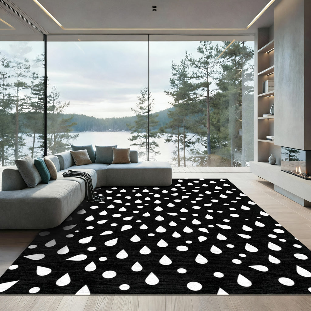 White Water Droplet Scatter Composition Rug