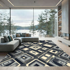 Modern Isometric Gray Urban Grid Rug