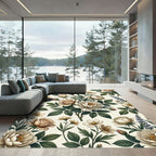 Cream Rose Botanical Garden Arrangement Rug