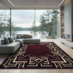 Rich Crimson Geometric Interlocking Lines Rug