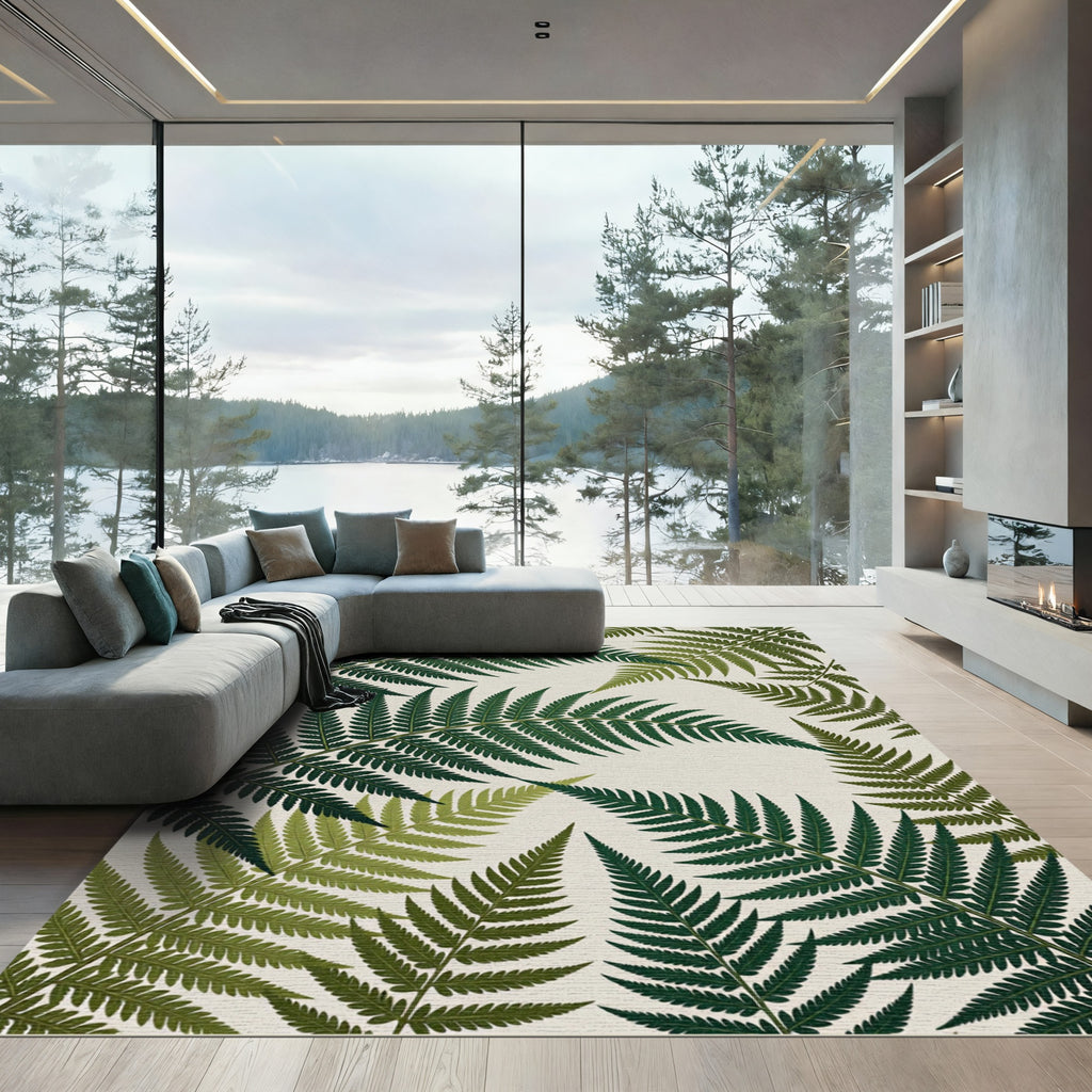 Verdant Forest Fern Fronds Rug