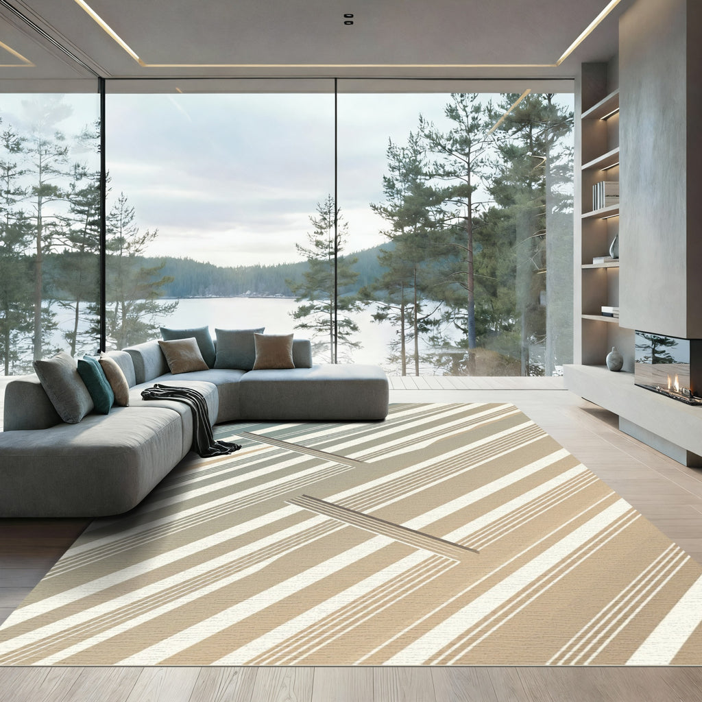 Modern Diagonal Stripe Earth Tone Rug