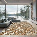 Woven Light Brown Interlocking Lattice Rug