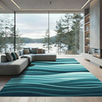 Deep Teal Abstract Wave Rug