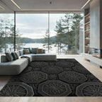 Dark Gray Intricate Octagonal Star Rug