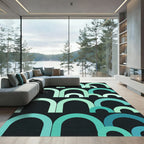 Contemporary Mint Teal Layered Archscape Rug